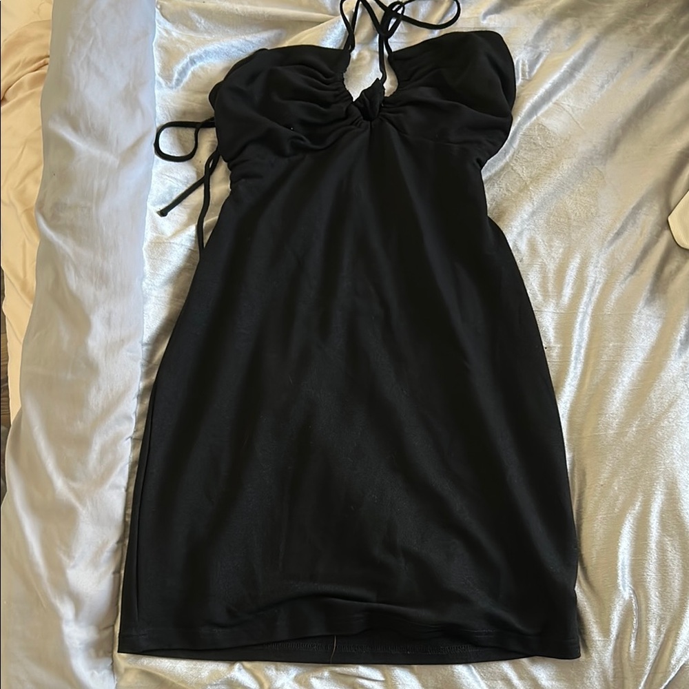 Elegant Black Halter Dress